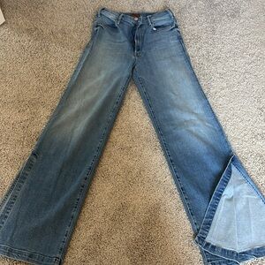 MOTHER Sky Blue Denim jeans, flare leg with split
